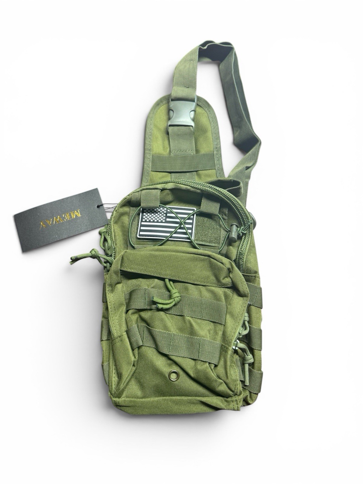 Tactical Sling Bag Olive Drab Green MOLLE Military Style Shoulder Pack