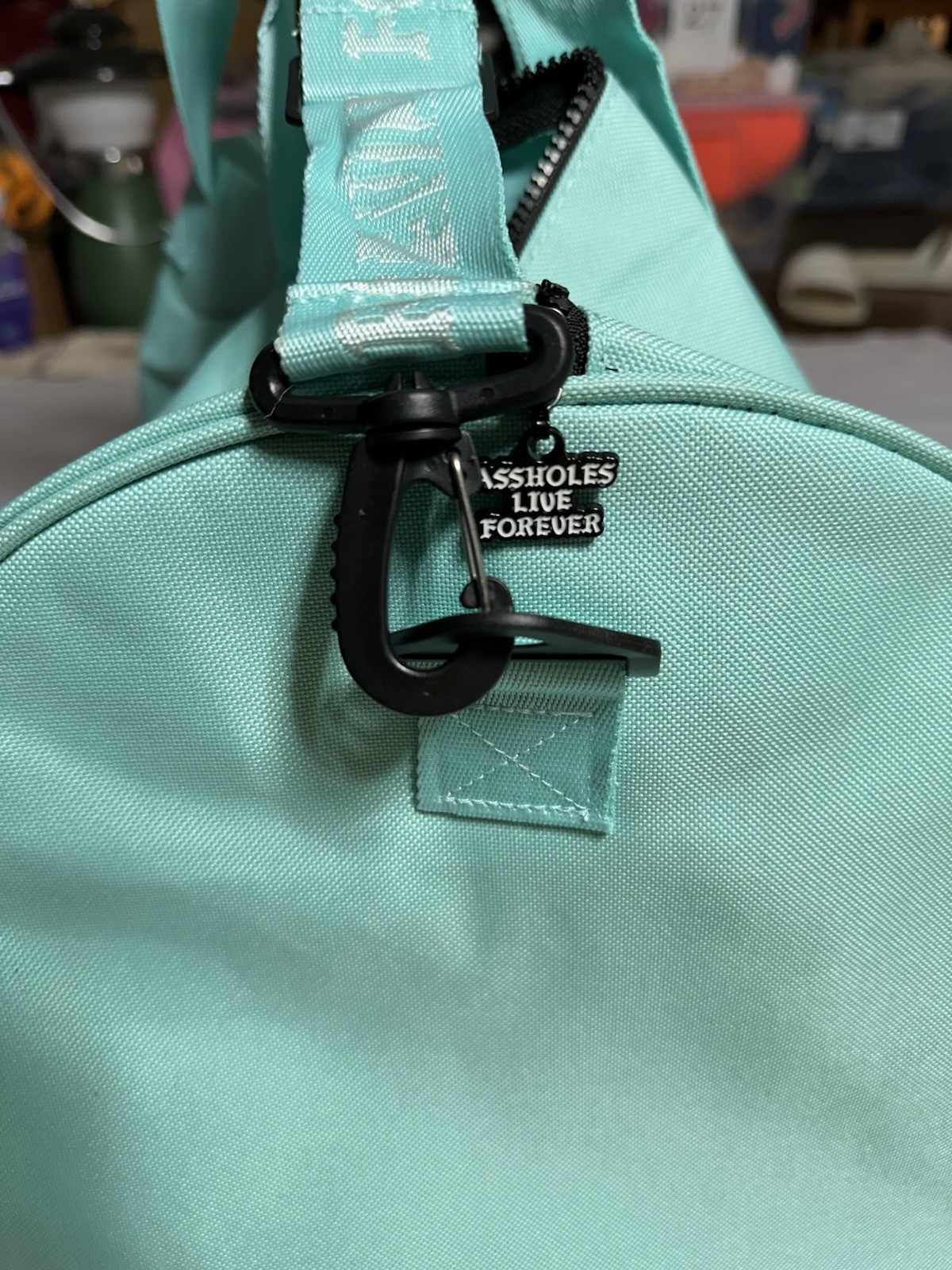 As*holes Live Forever ALF Blue Teal Long Strap Mini Baggage Duffle Bag New