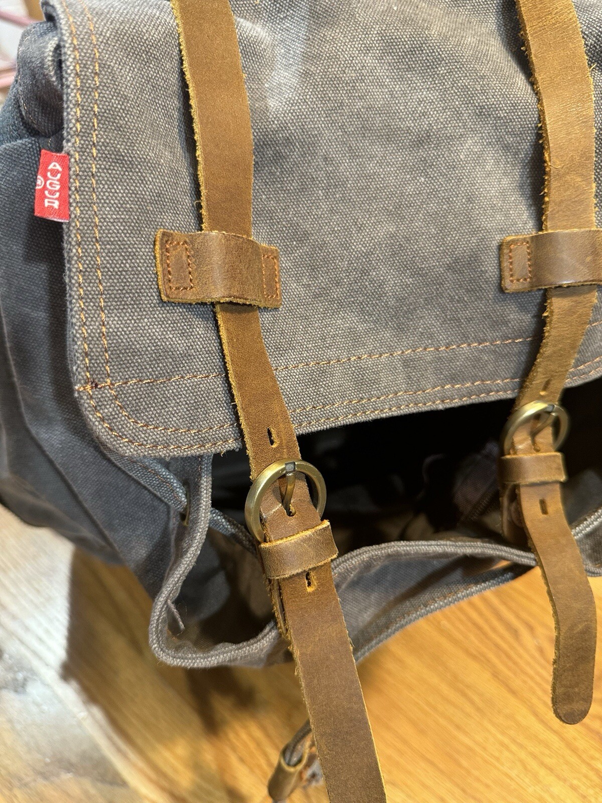 Augur Strauss Canvas Backpack Grey And Green