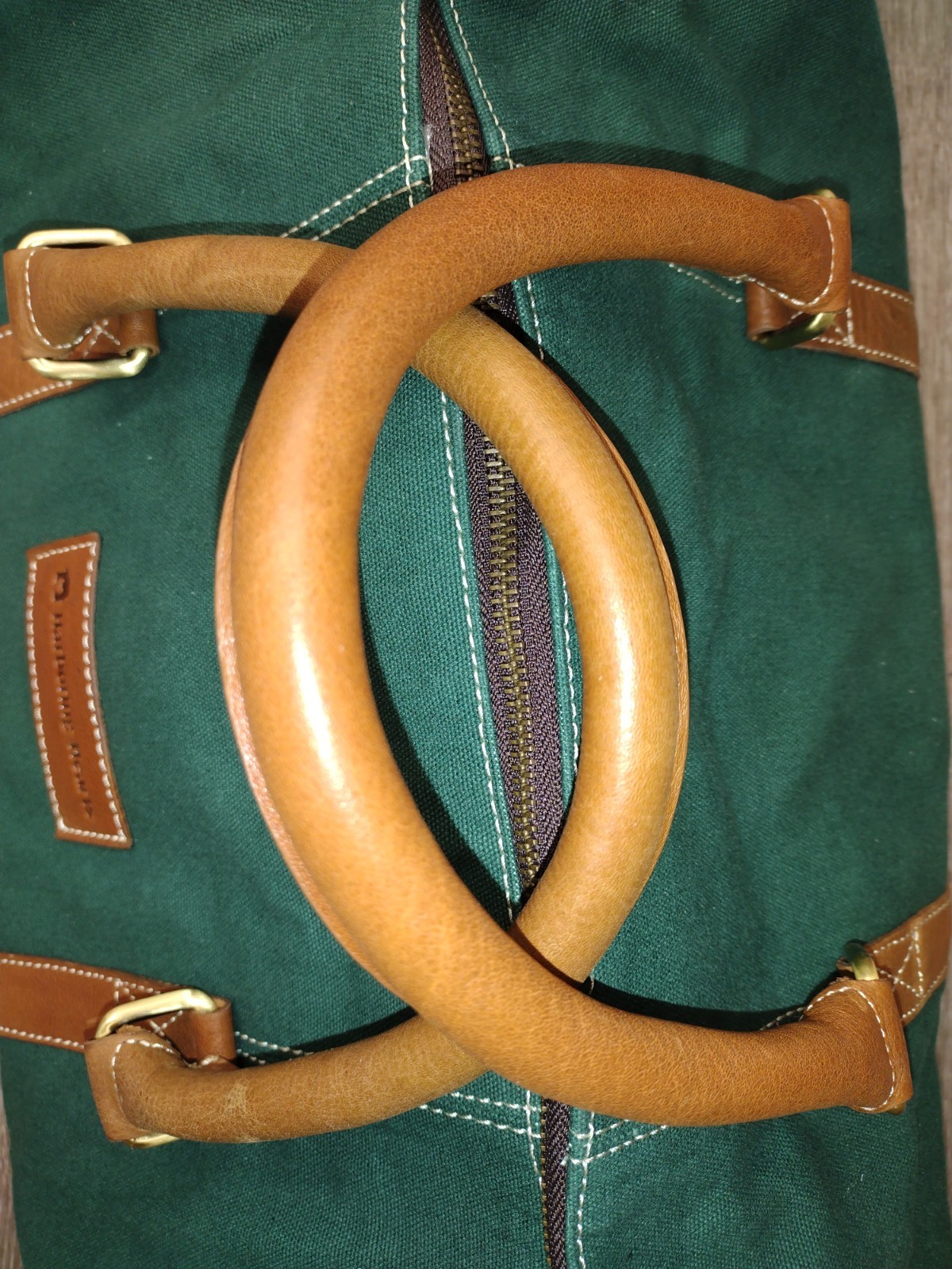 Harboring Hearts FH Wadsworth NYC Canvas Leather Trim Weekender Duffel Bag