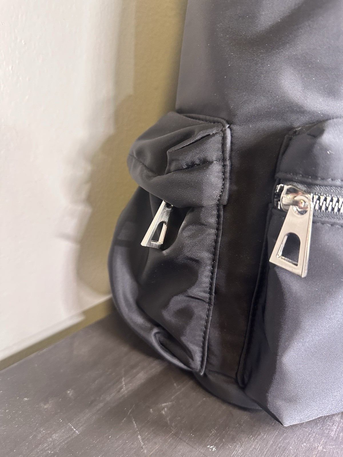 VERSACE FRAGRANCES Black Drawstring Backpack Gym Travel Bag Zip Pockets
