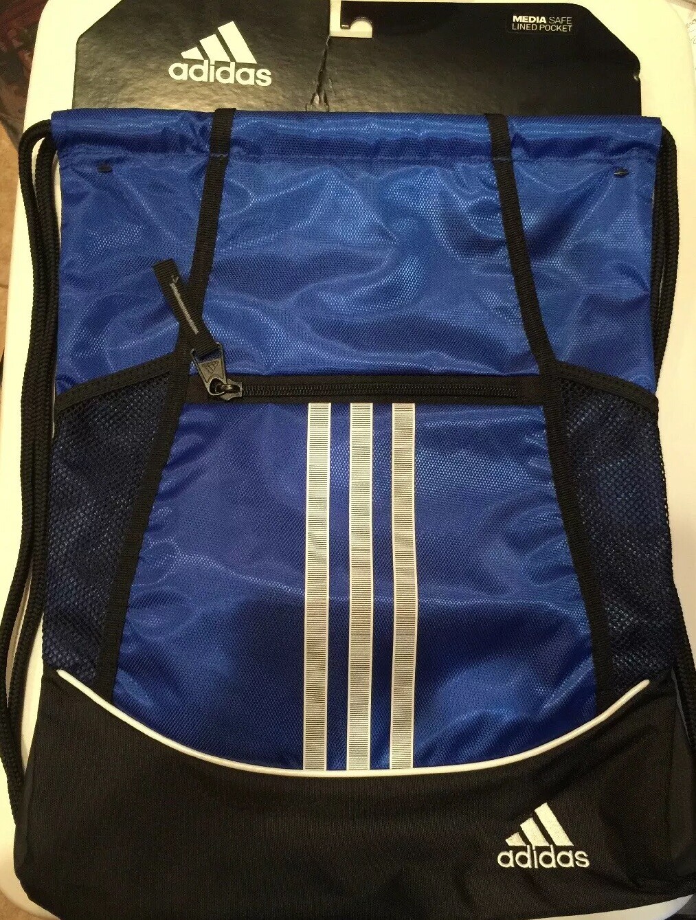 Adidas Alliance II Sackpack Bag Bold Blue Shoe String Media Safe Lined Pocket