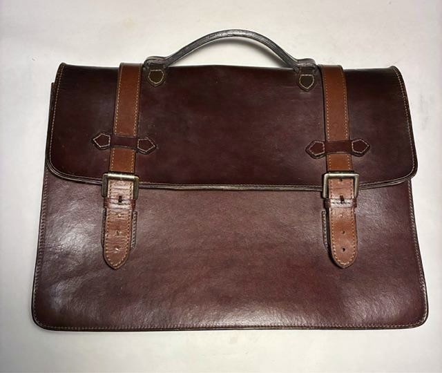 RARE* 2 Tone BROWN MULBERRY ELKINGTON Buckle BRIEFCASE Document CASE 113420 VINT
