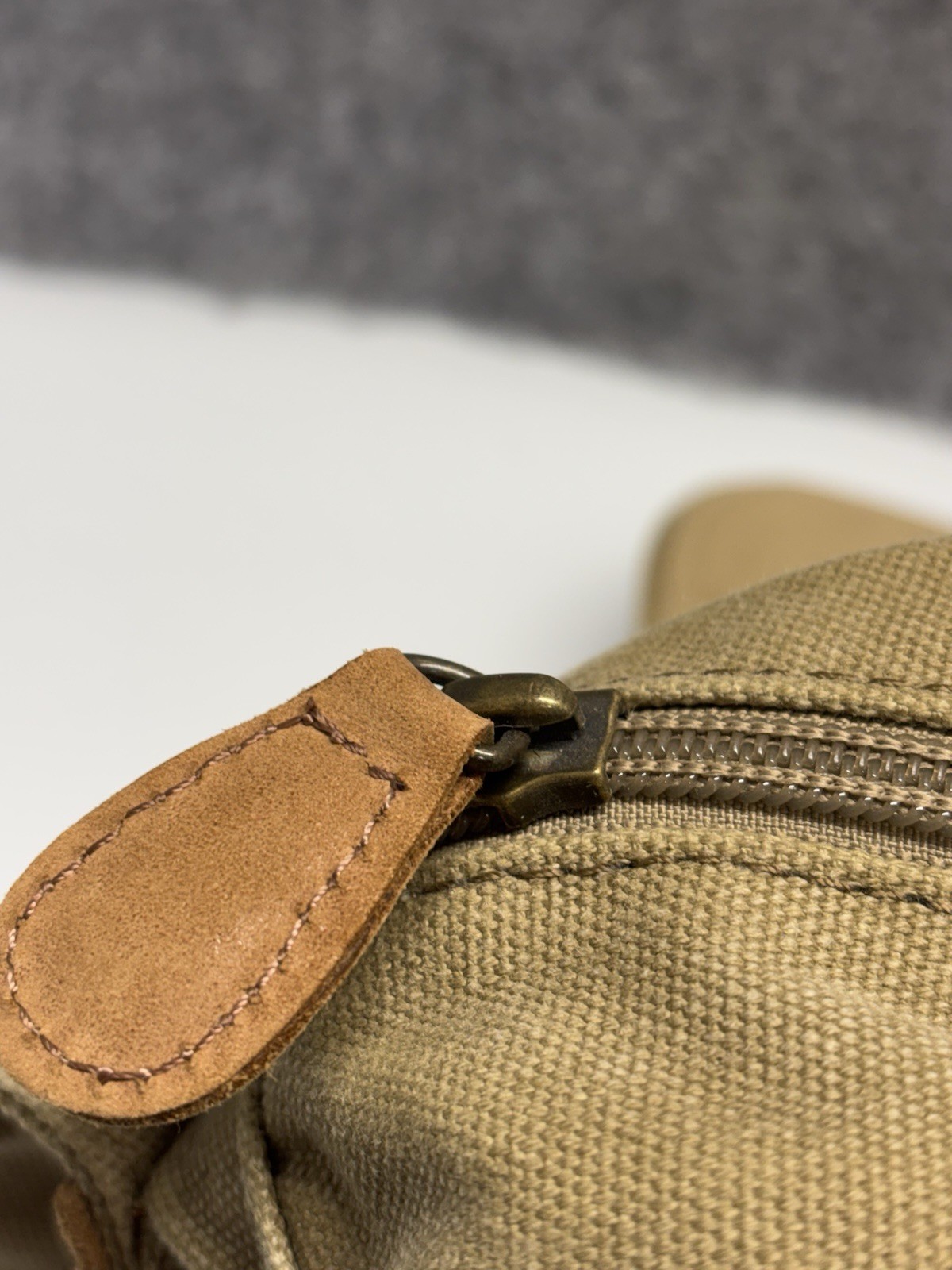 LL Bean VTG Canvas Messenger Flap Field Bag Brown Leather Trim Crossbody