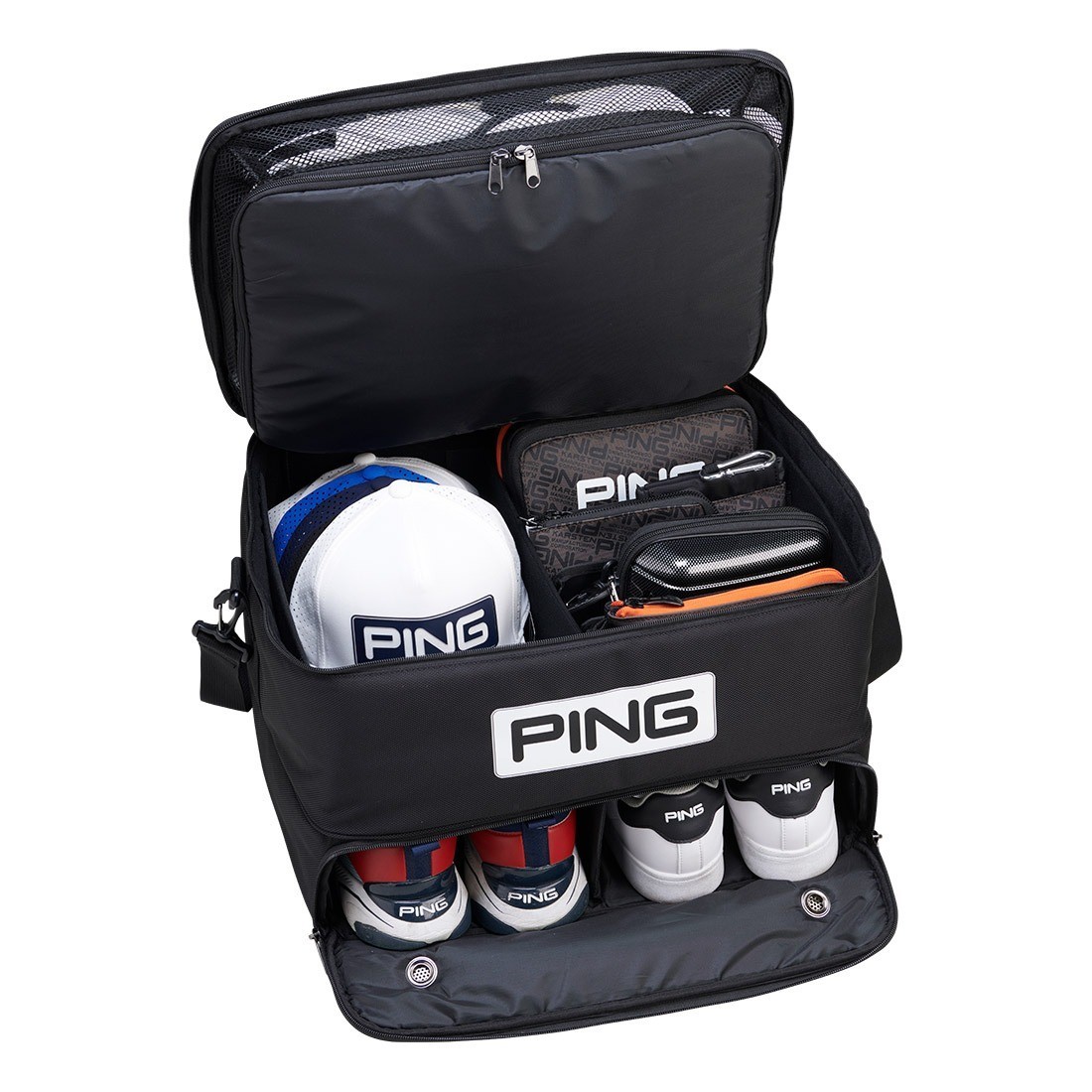 Ping Car Trunk Organizer Golf Accessory Bag Smart Storage Shoe Pocket 2025 Black
