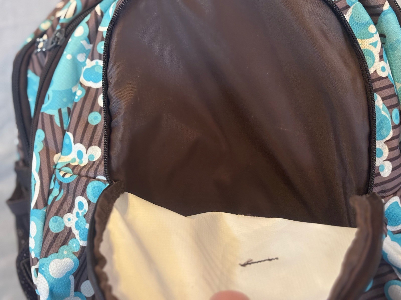 Adidas Backpack Multi-Pocket Load Spring Brown with Turquoise Blue White Bubbles