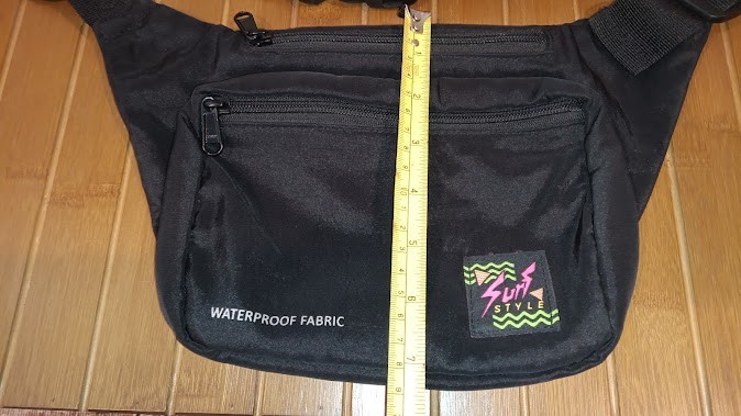 Vintage Surf Style Fanny Pack Black Belt Bag Waterproof Fabric Double Pocket