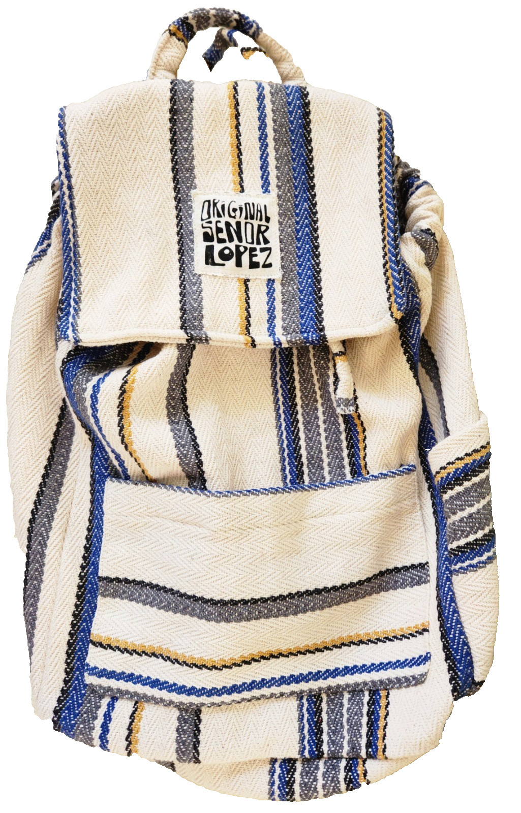 Original Senor Lopez Baja Backpack Striped Mexican Hippie Boho Beach Bag Recycle