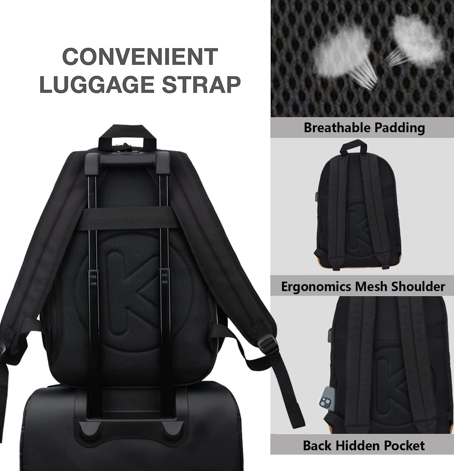 Large Travel Laptop Backpack with USB Charging Port for Men and Women, Classic S