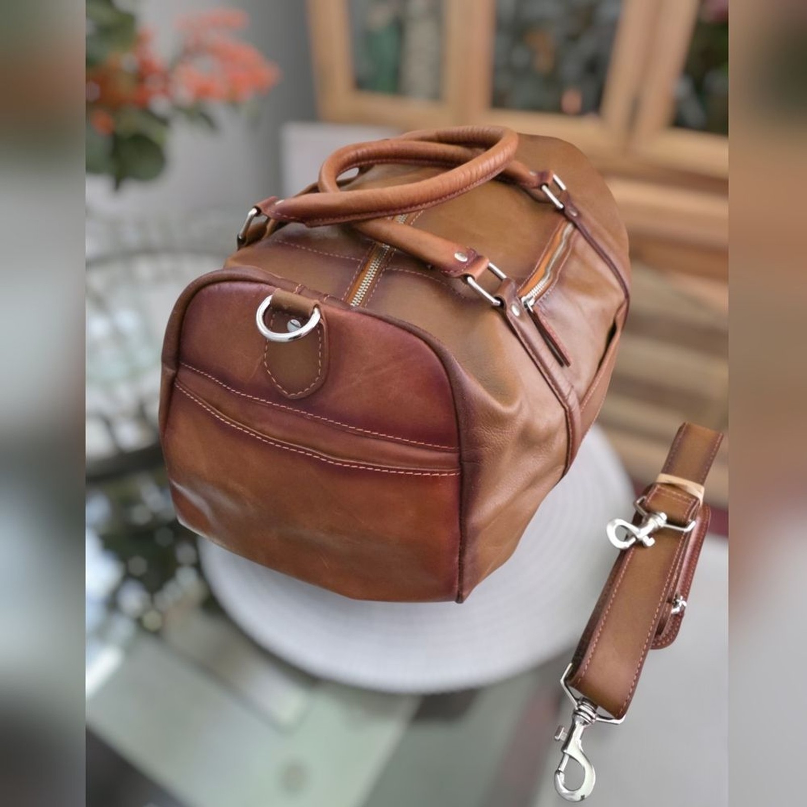 New Wilsons Leather New Orleans Duffel Tan Weekender Diamond Quilted Pattern