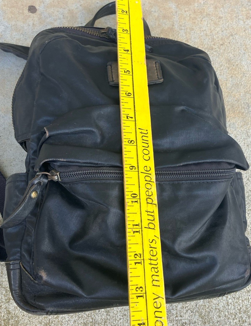 Frye Leather Zipper Backpack Black Distressed Leather 13”x12”