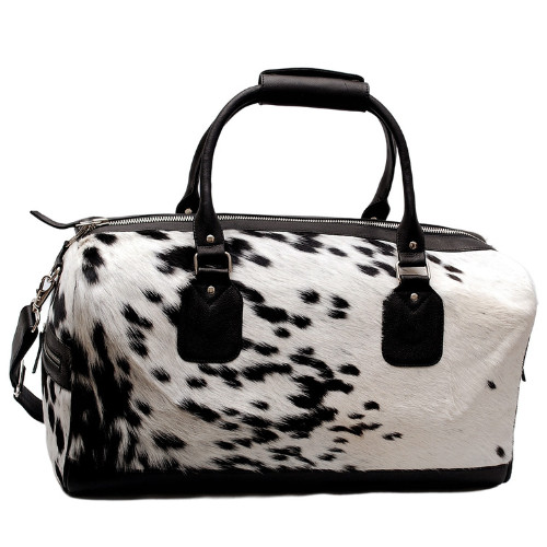 Hair on Cowhide Leather Duffle Bag – Handmade Travel Weekender Overnight Gym Bag