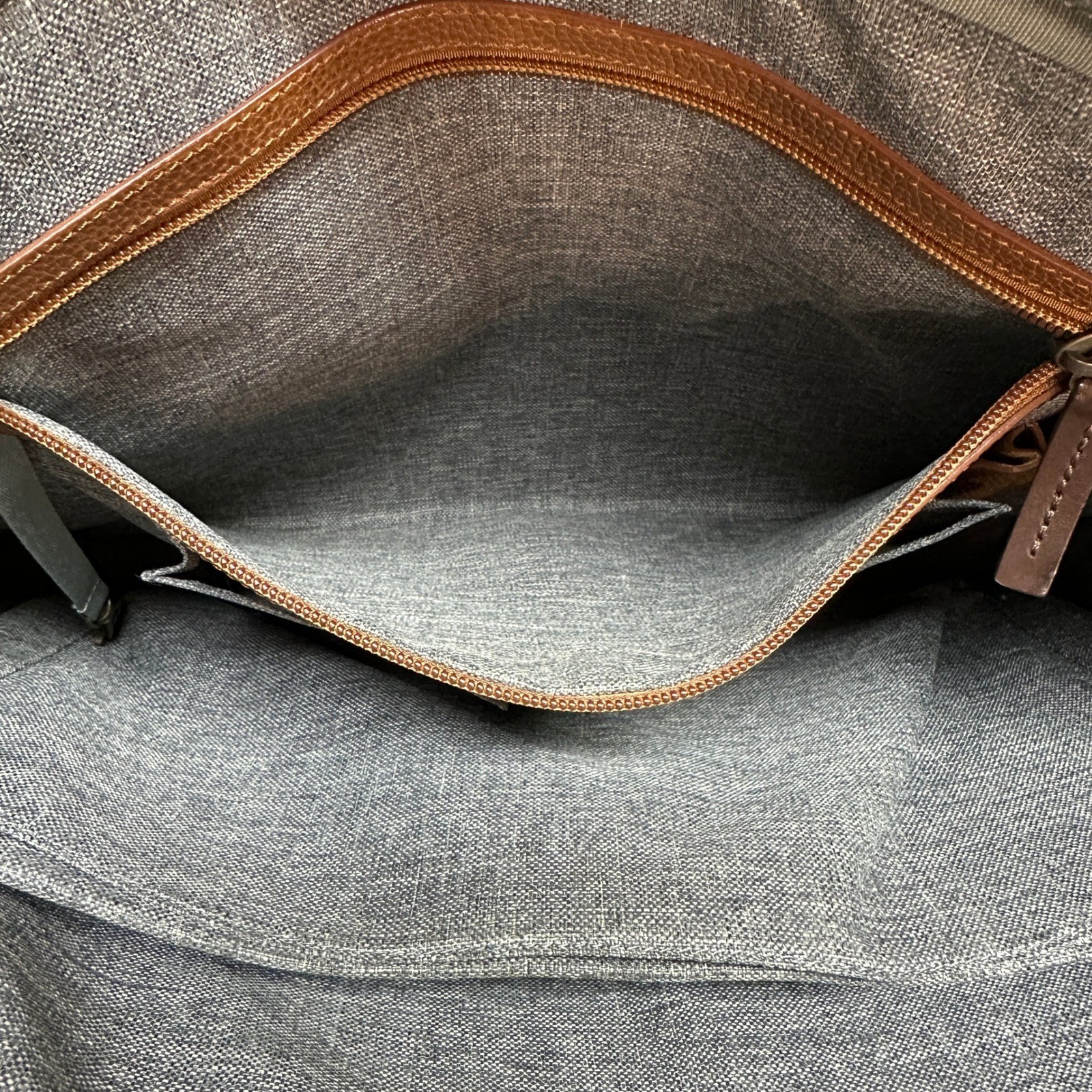 Johnston & Murphy Mens Brown Leather Briefcase Laptop Messenger Bag Two Tone