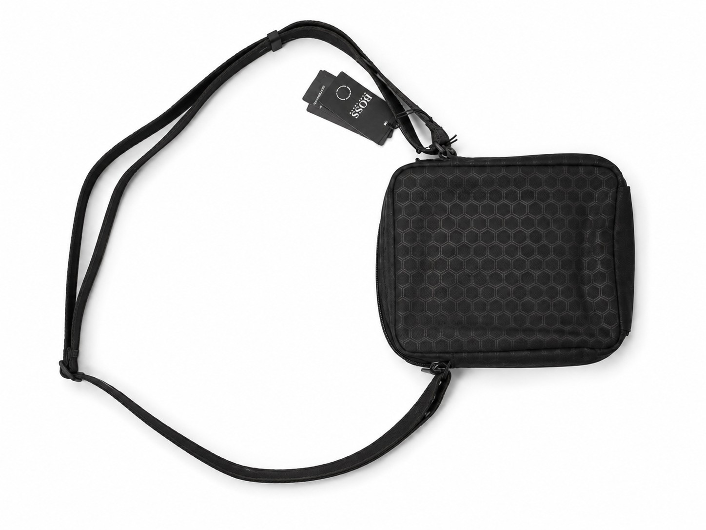 BOSS Hugo Boss Men’s Black Crossbody Bag Zip Adjustable Strap Travel Casual