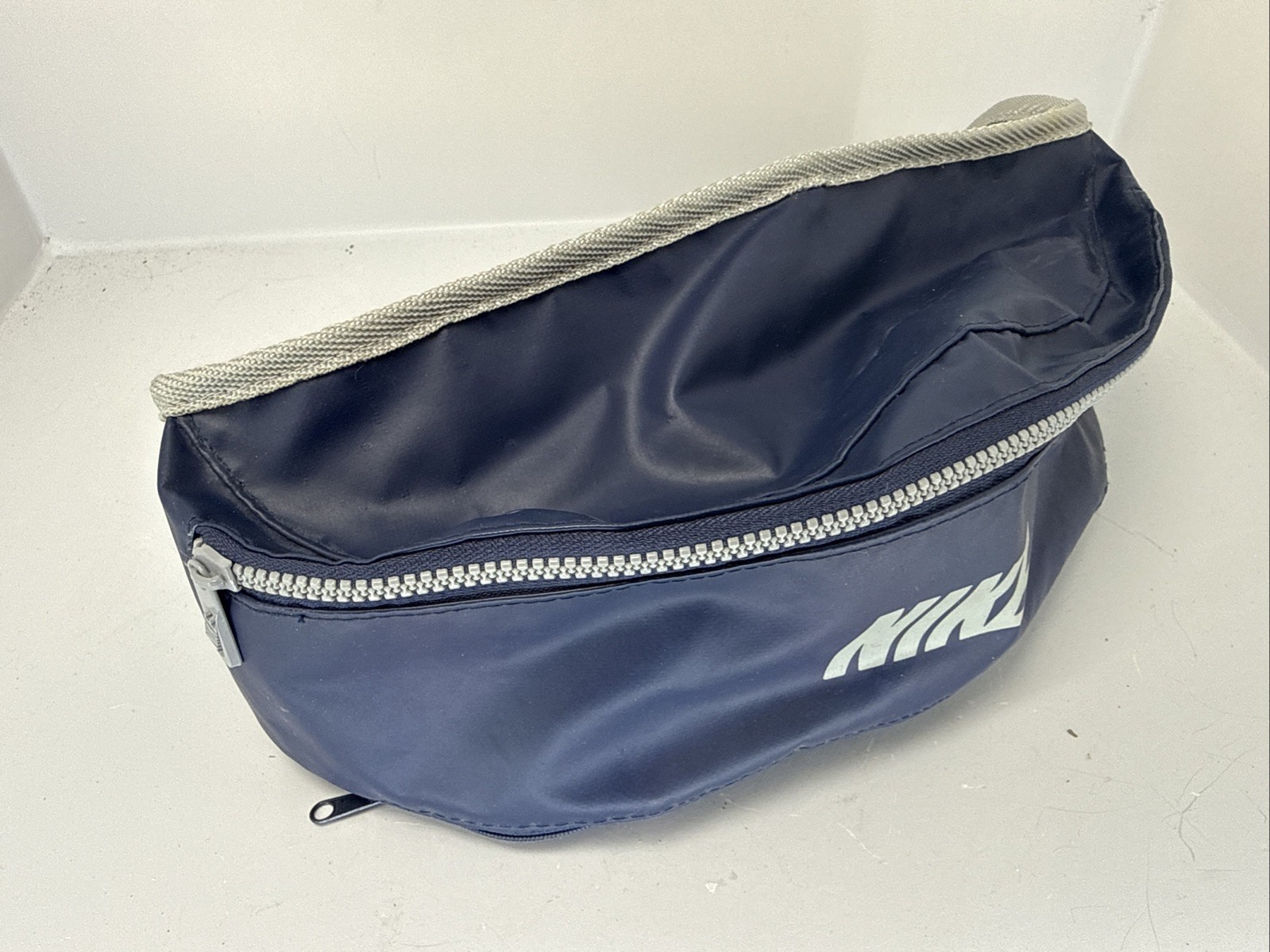 Vintage 1990s NIKE Large Fanny Waist Pack Navy Gray Trim Waterproof