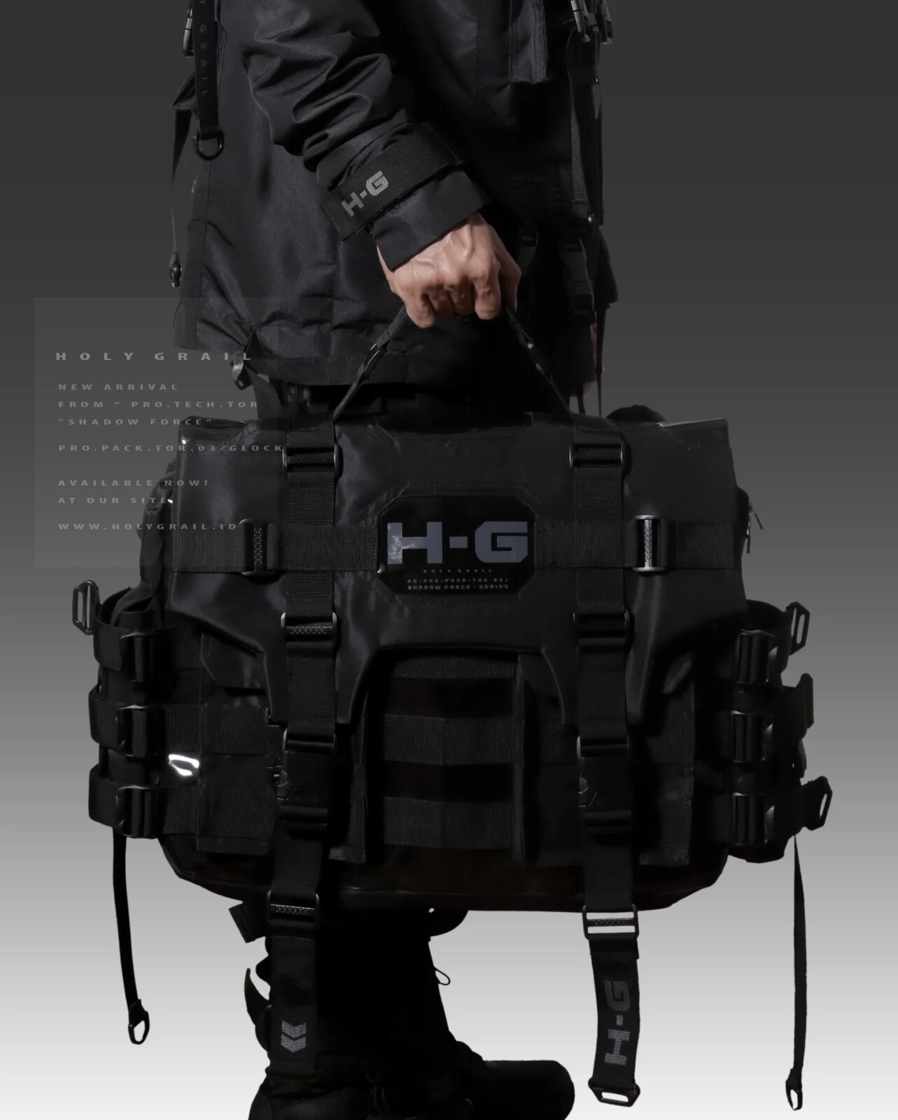 Men’s Techwear Bag Black Futuristic Messenger Crossbody HG PRO.PACK.TOR 03/GLOCK