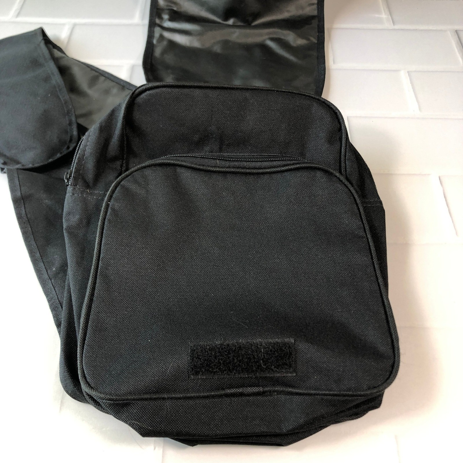 Dux Black Canvas Messenger Bag Crossbody Shoulder Strap Chef Logo Patch Utility