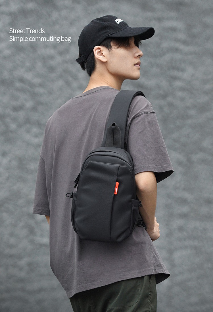 Men Sling Chest Bag Multi Pocket Adjustable Strap CrossbodyFanny Pack Black Gray