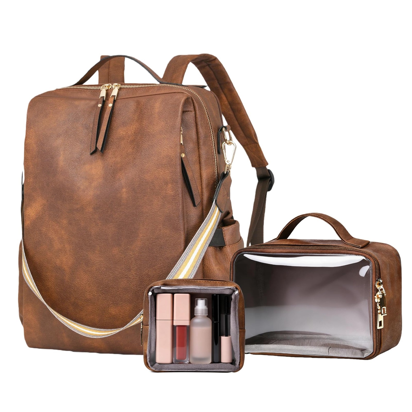 Laptop Backpack for Women, Leather Travel Backpack with 15.6 Inch Laptop Comp…