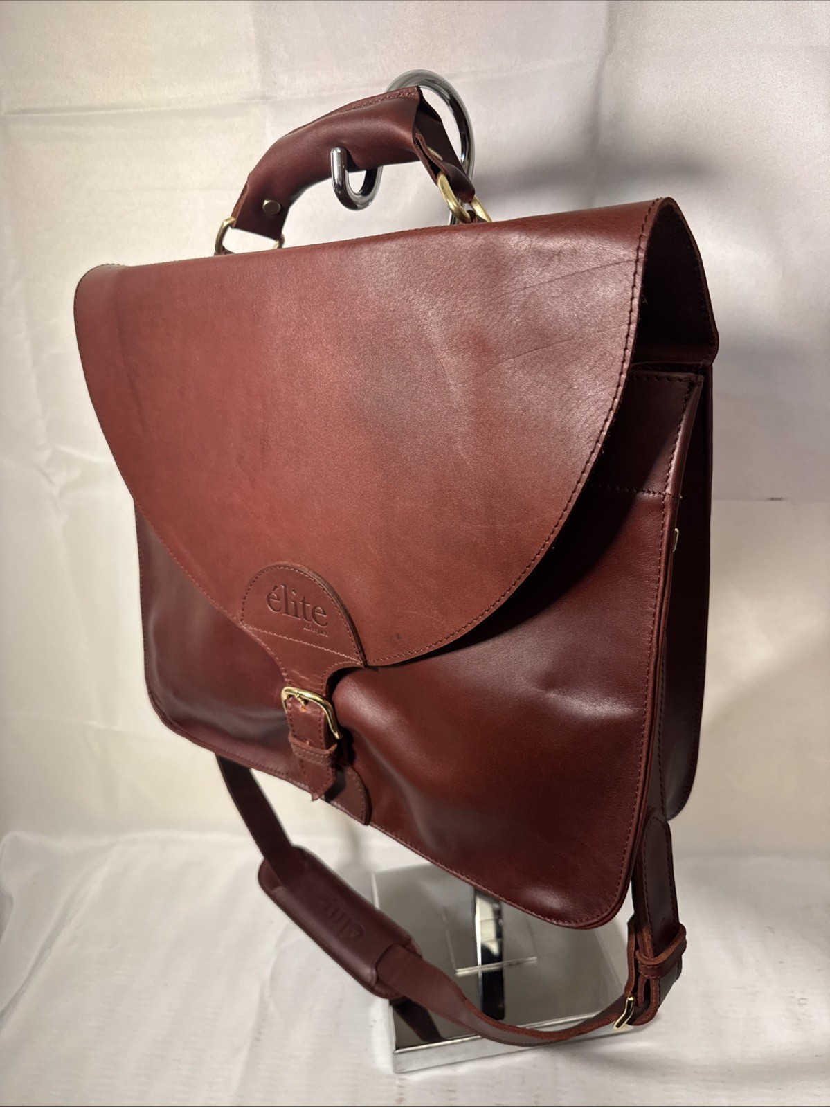 Elite Lifestyles Leather Briefcase Cognac Brown