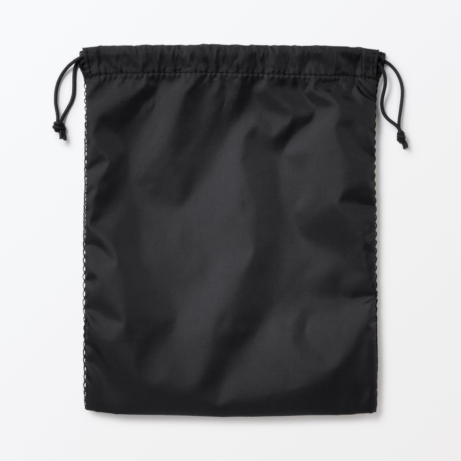 Polyester mesh drawstring bag, double type, black, S, approx. 20 x 25 x 10 cm, 8