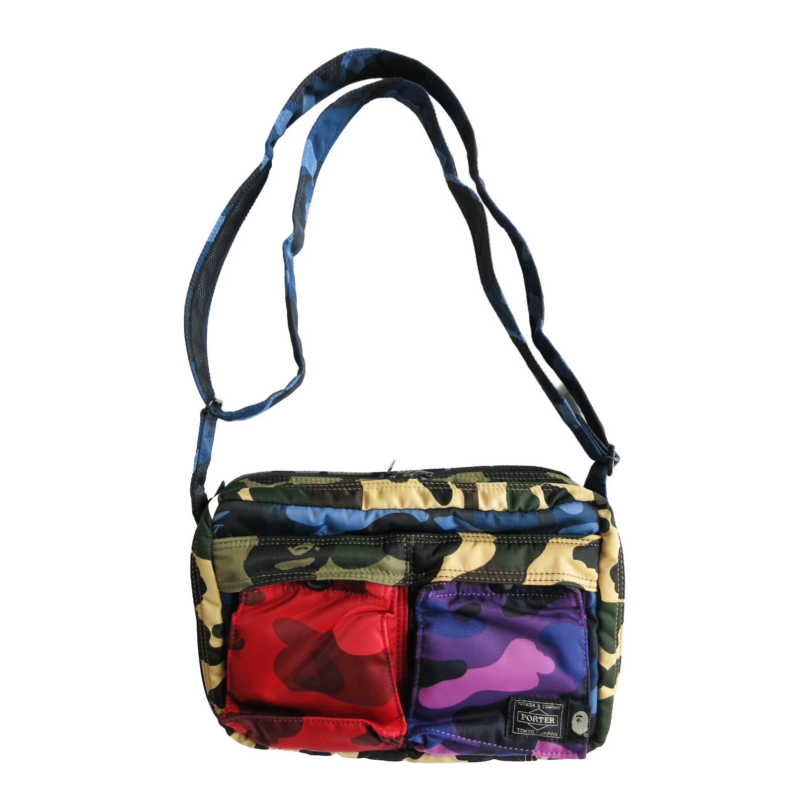 BAPE A Bathing Ape x PORTER Red Purple MIX CAMO Tanker Crossbody Shoulder Bag