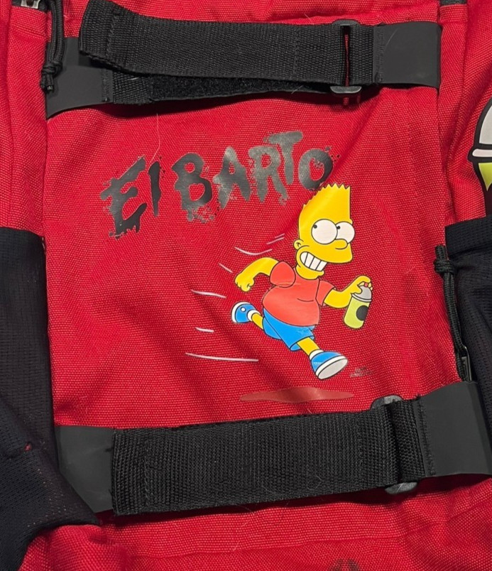 VANS OFF THE WALL Red/Black BART SIMPSON x EL BARTO BACKPACK Skateboard Gym Bag