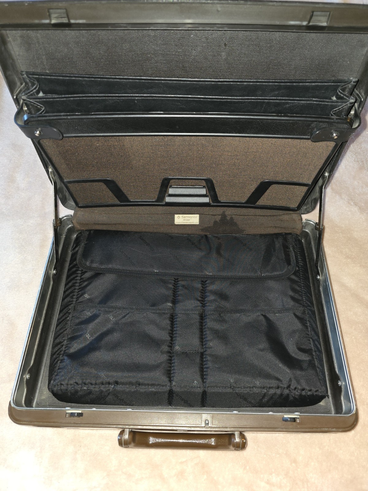 Vintage Samsonite Hard Shell Briefcase – Dark Brown W/ Samsonite Laptop Sleeve