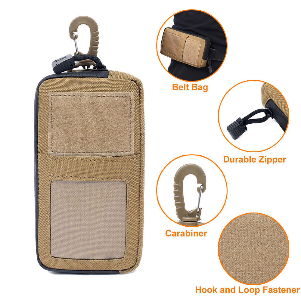 Tactical Molle EDC Pouch Small Organizer Waist Bag ID Card Holder Phone Wallet