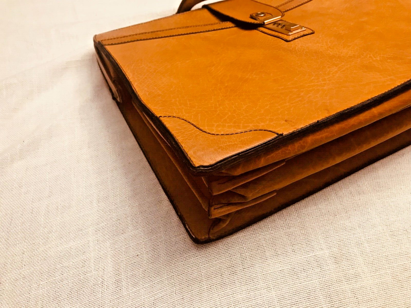 GOLDPFEIL “CARACCIOLA” Tan Leather Briefcase / Lawyer Bag – W. GERMANY