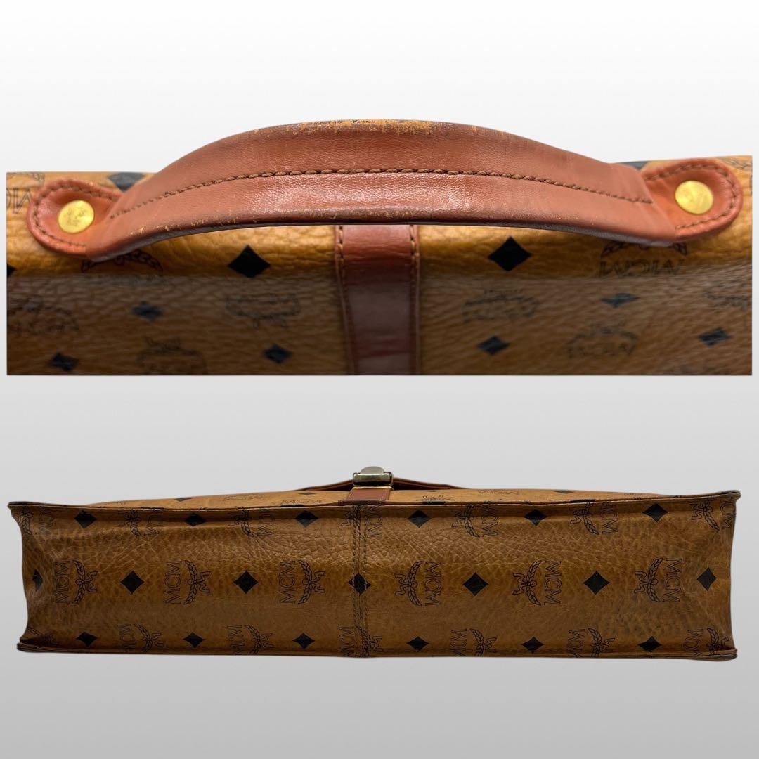 MCM Visetos Leather Business Bag Briefcase Monogram Brown Authentic Men’s