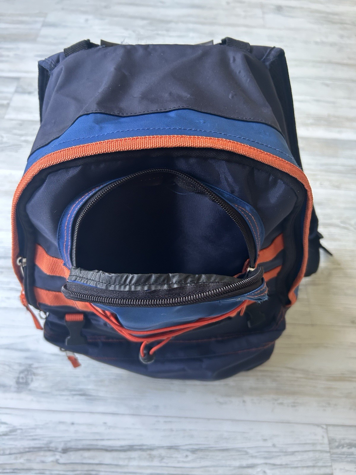Vintage GAP Technical Backpack Blue Orange Bungee Cord Gorpcore Hiking Bookbag