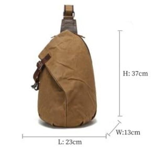 Men’s Sling Backpack Waxed Canvas Crossbody Bag Casual Daypacks Khaki