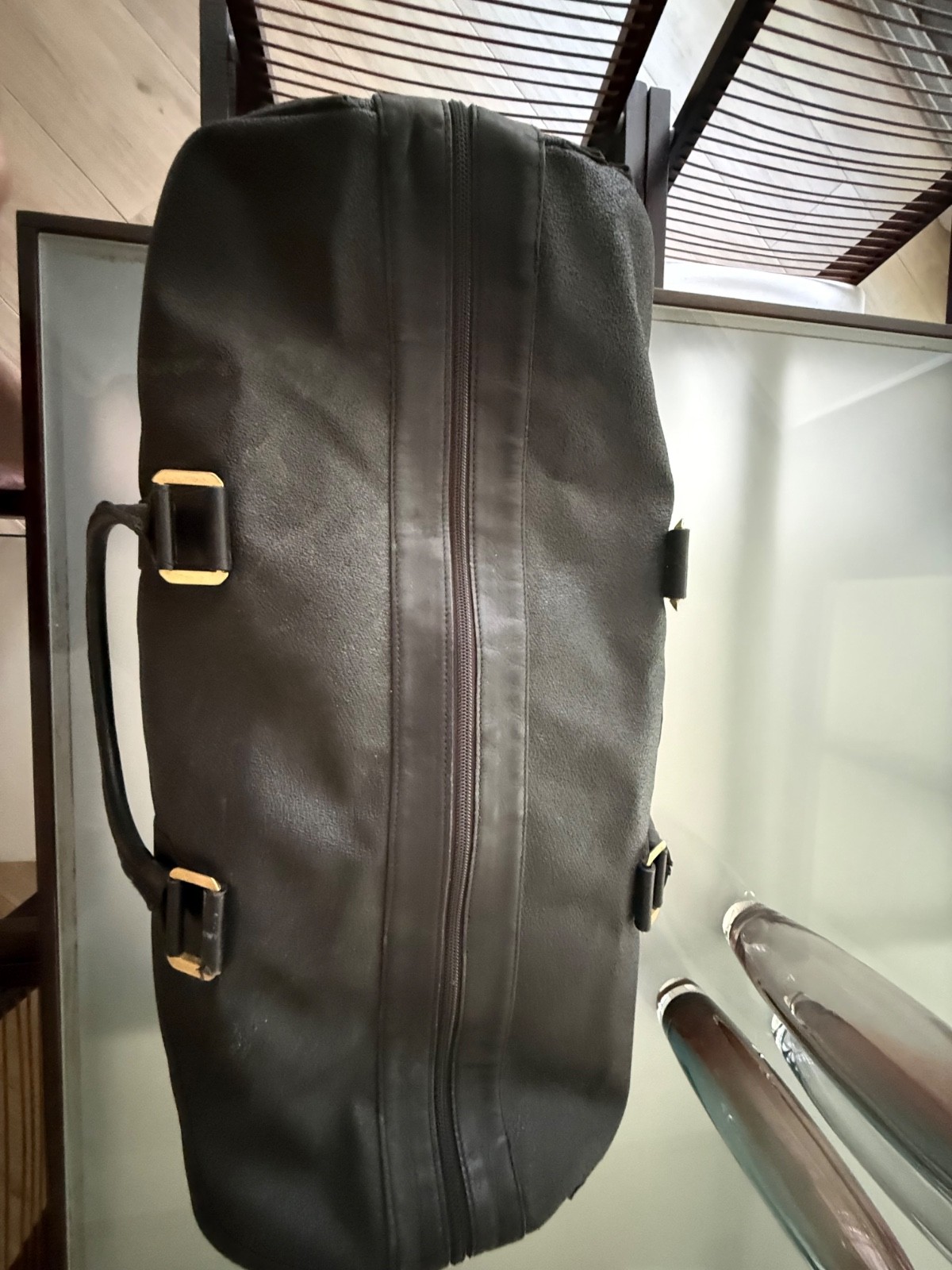 VINTAGE VERSACE LOGO MEDUSA BLACK TRAVEL DUFFLE BAG