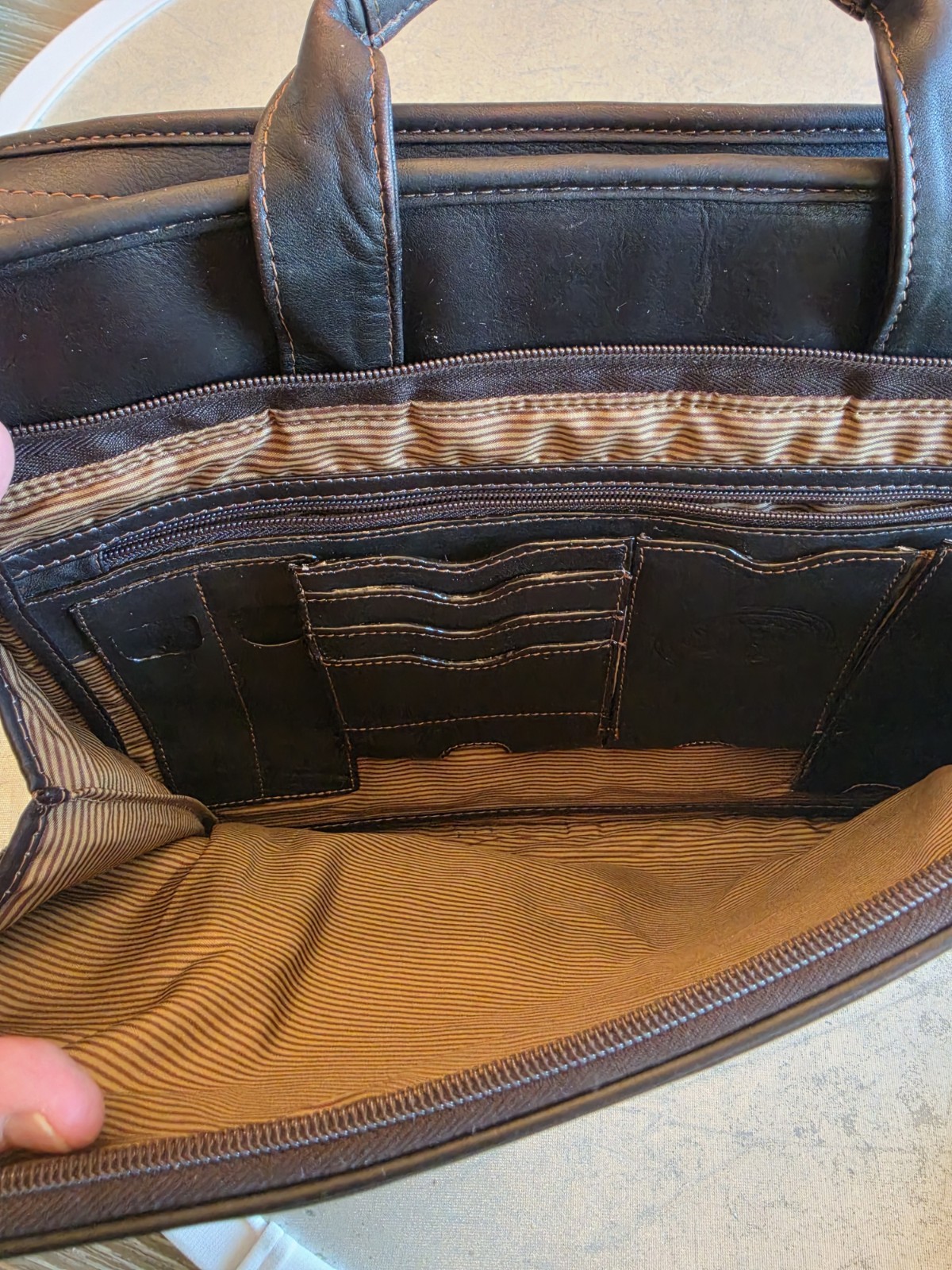 SANTA FE DILANA dark brown Leather Laptop Bag Briefcase No Strap