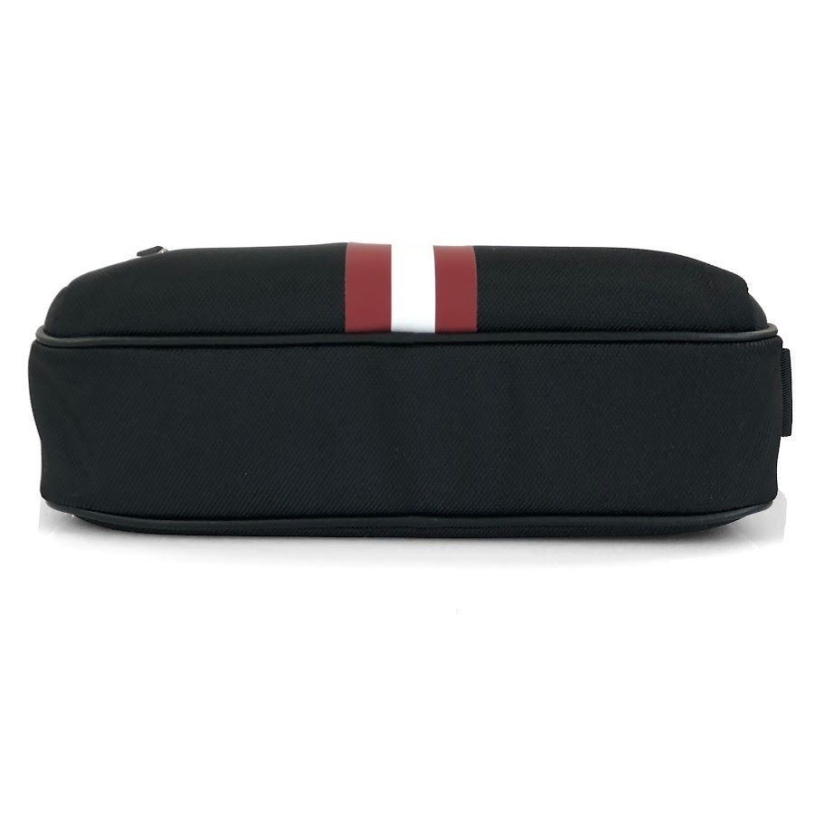 BALLY Authentic shoulder bag in nylon and leather black 18.5×26cm w/dustbag