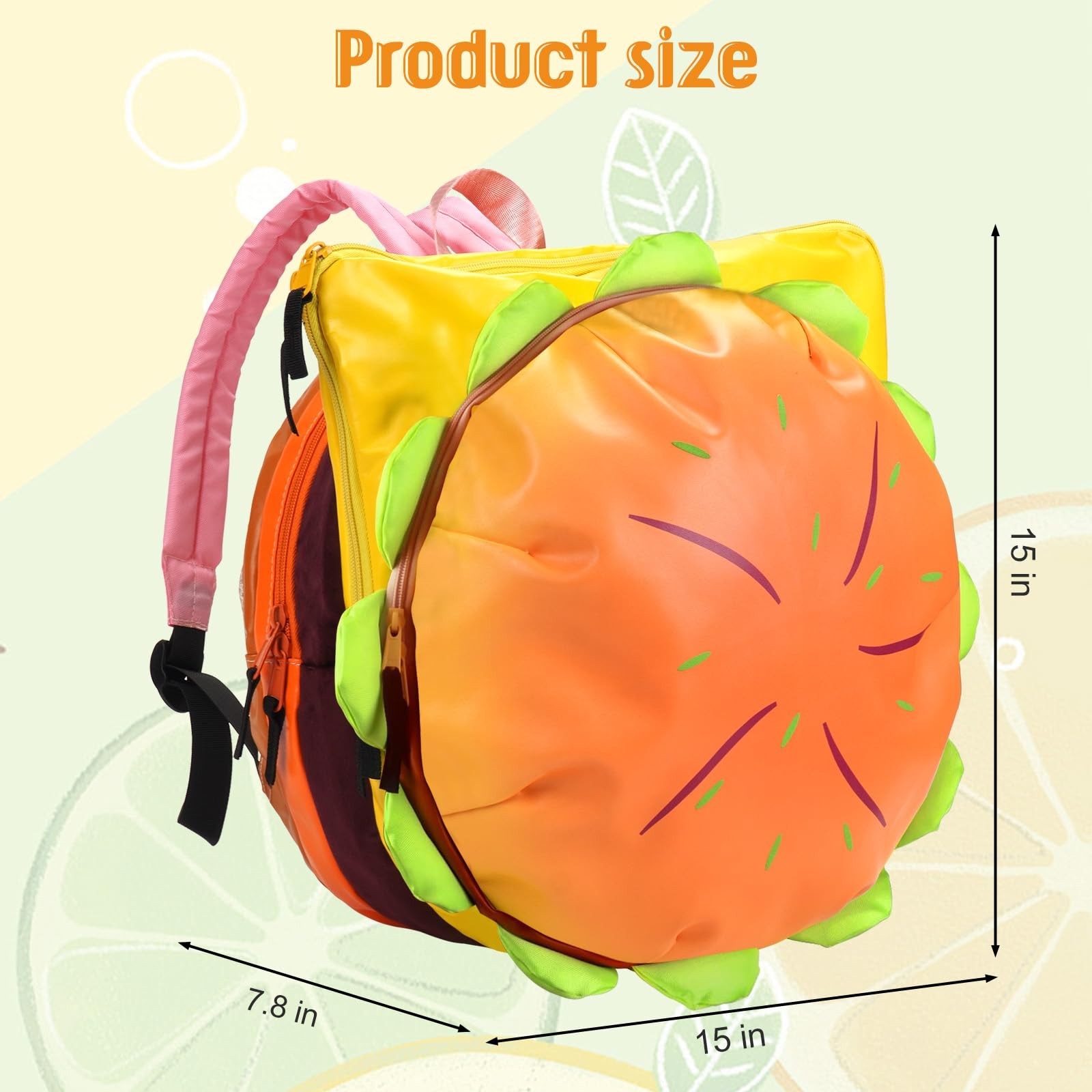 Cheeseburger Backpack Multi-Compartment Funny Hamburger Bookbag Novelty Bag
