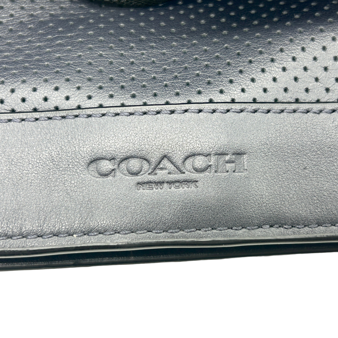 COACH Men Backpack Leather PVC Black Navy A1761 F56662 Bag Charm W41cm H51cm