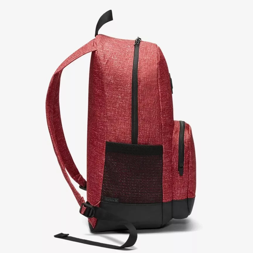 Hurley Backpack Blockade 21L School Travel Gym Work Laptop Bag Heather Red Black