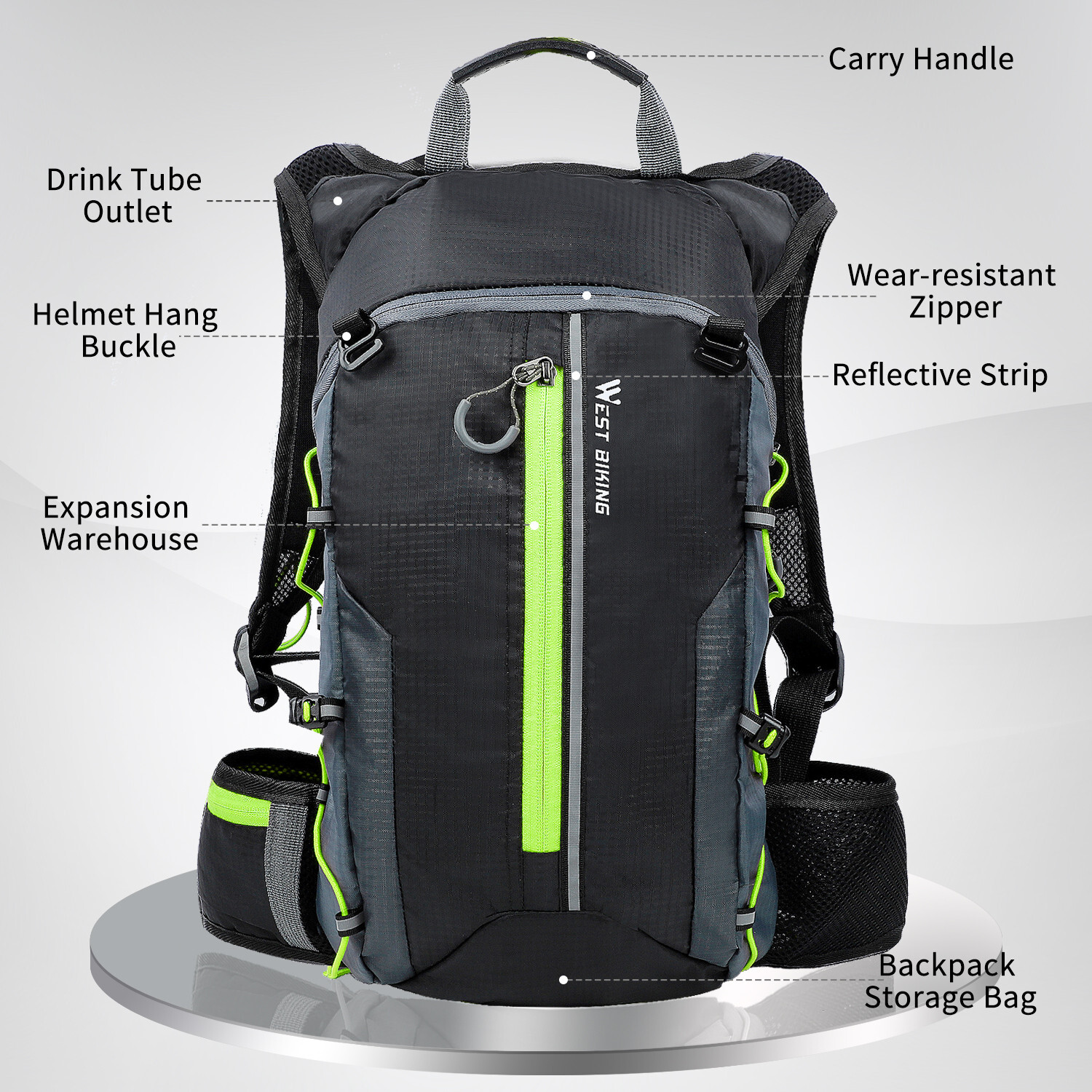 WEST BIKING Waterproof Mini Bag Hard Shell Sports Cycling Backpack Black Smooth