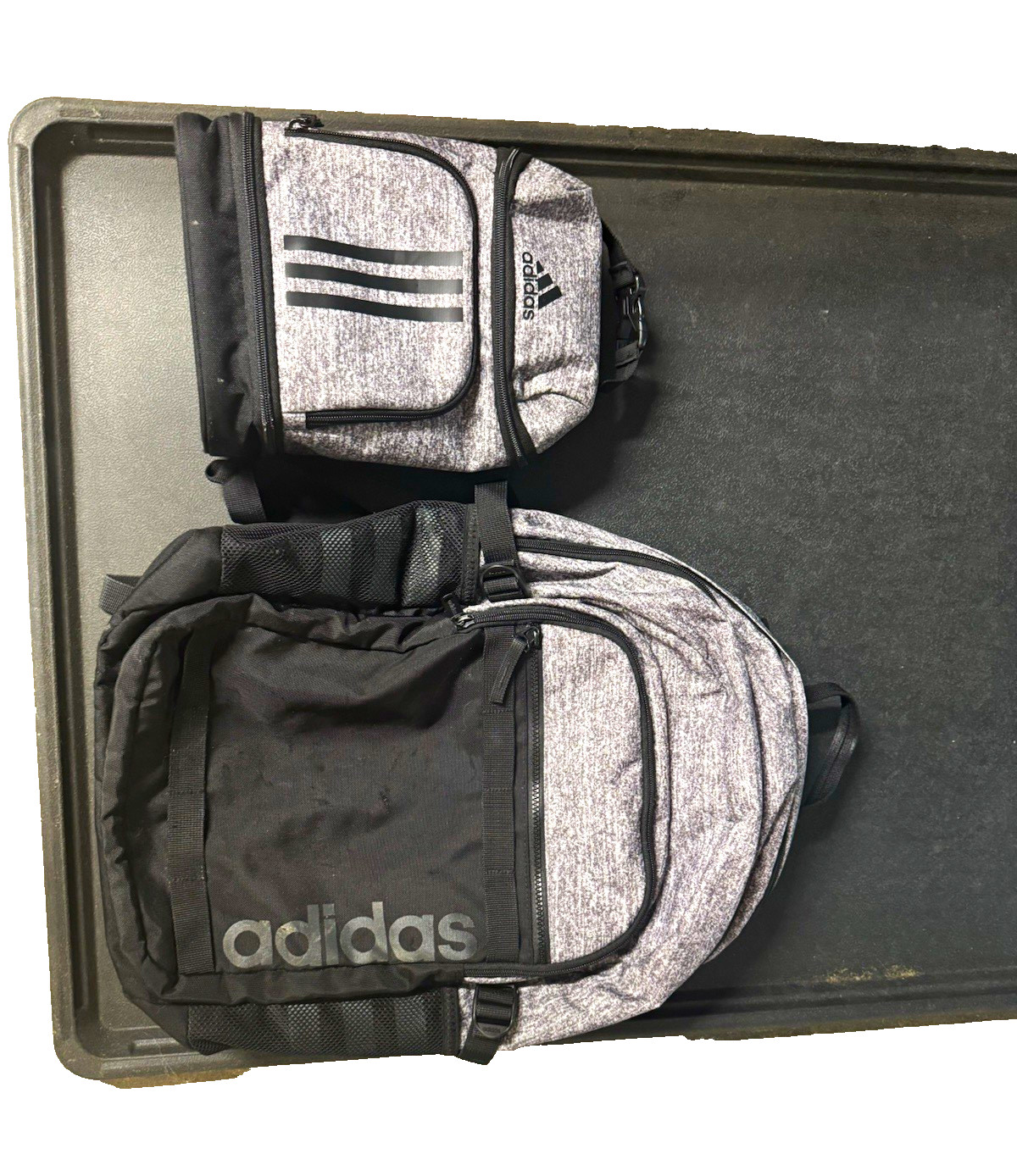 adidas Black/Gray Medium Backpack & Lunch Box Set Zip, Pockets, Adjustable
