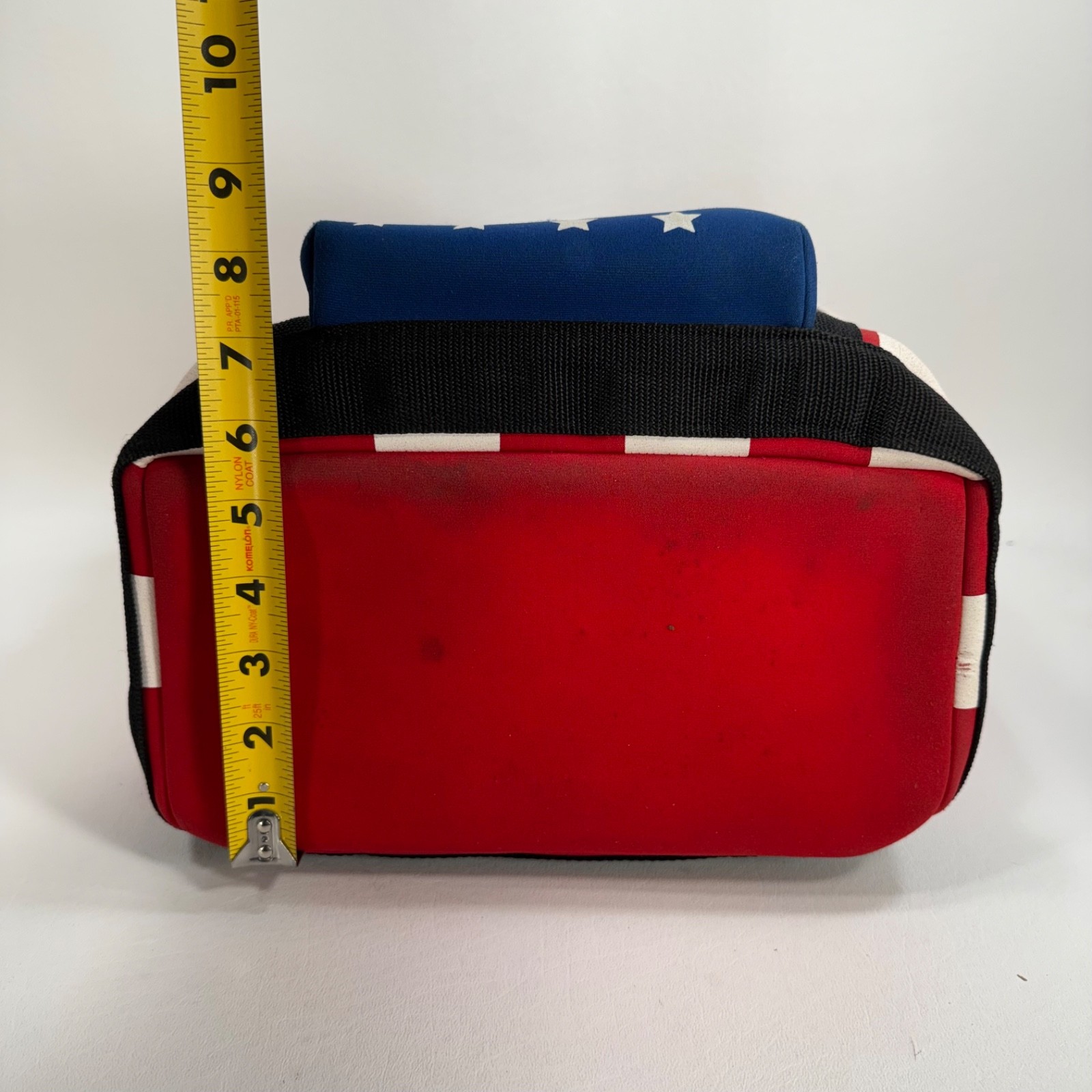 Vintage American Flag Print Backpack Red White Blue Neoprene Y2K 90s Bag