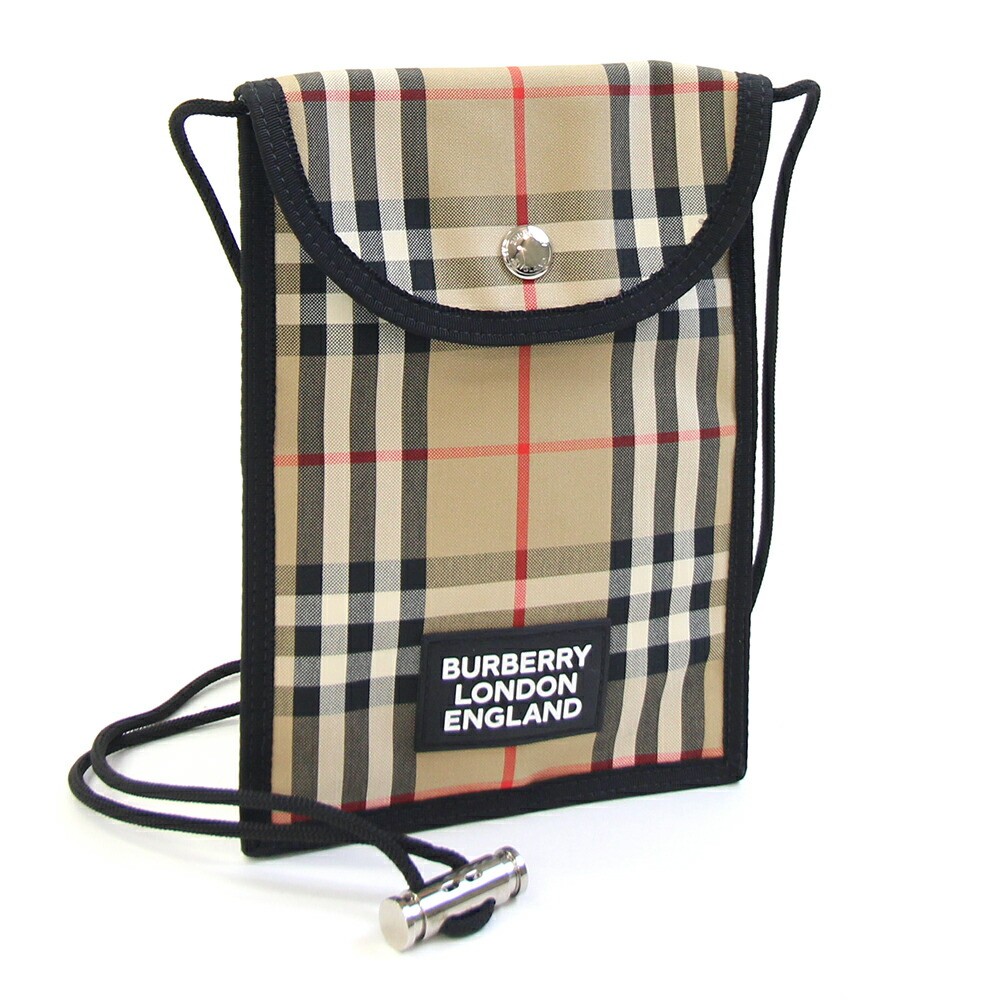 Burberry Shoulder Bag 8026664 Beige Black Cotton Polyester Used Crossbody Pouch