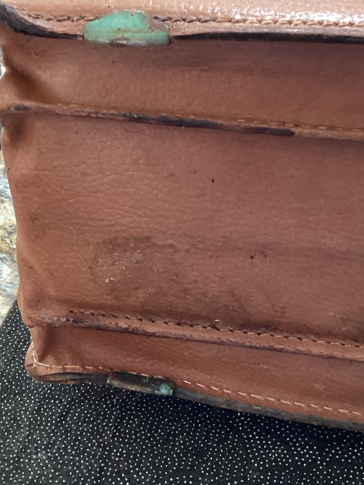 VTG Genuine Leather Split Cowhide Briefcase Wearbest Men’s Brown Expandable