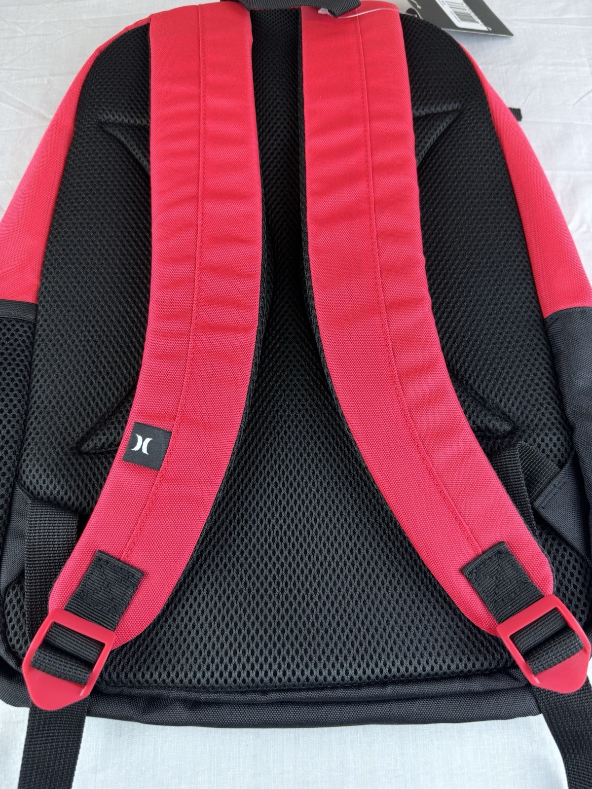 Hurley Red/Black Logo Backpack 15″ Zip, Padded Adjustable Straps, Pockets