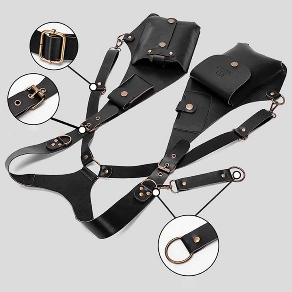 Double Shoulder Armpit Bag for Men, Anti-Theft Bag with Double Shoulder Straps