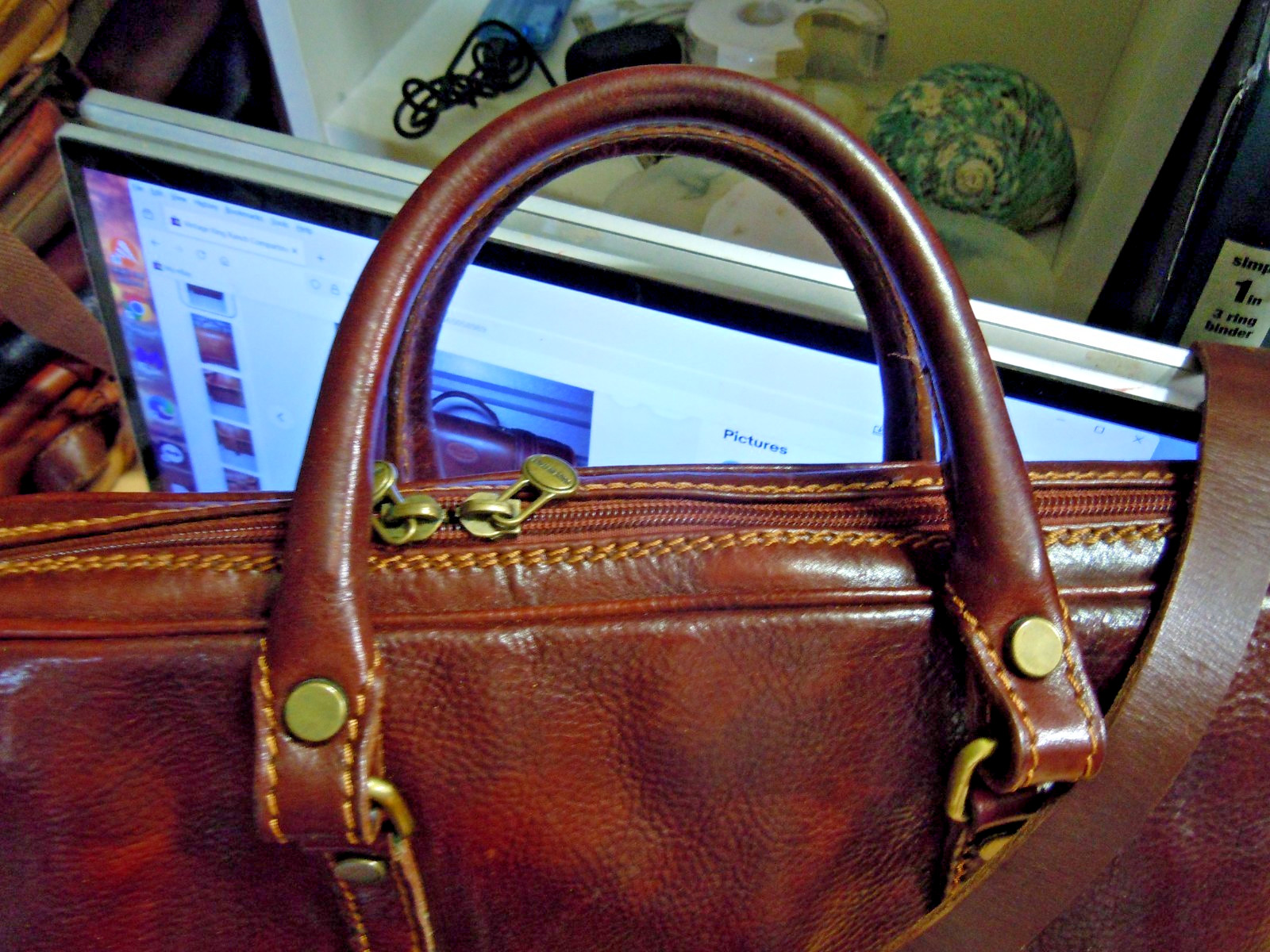 Auth BOSCA Old Leather’ STRINGER U2 BAG Messenger/Briefcase