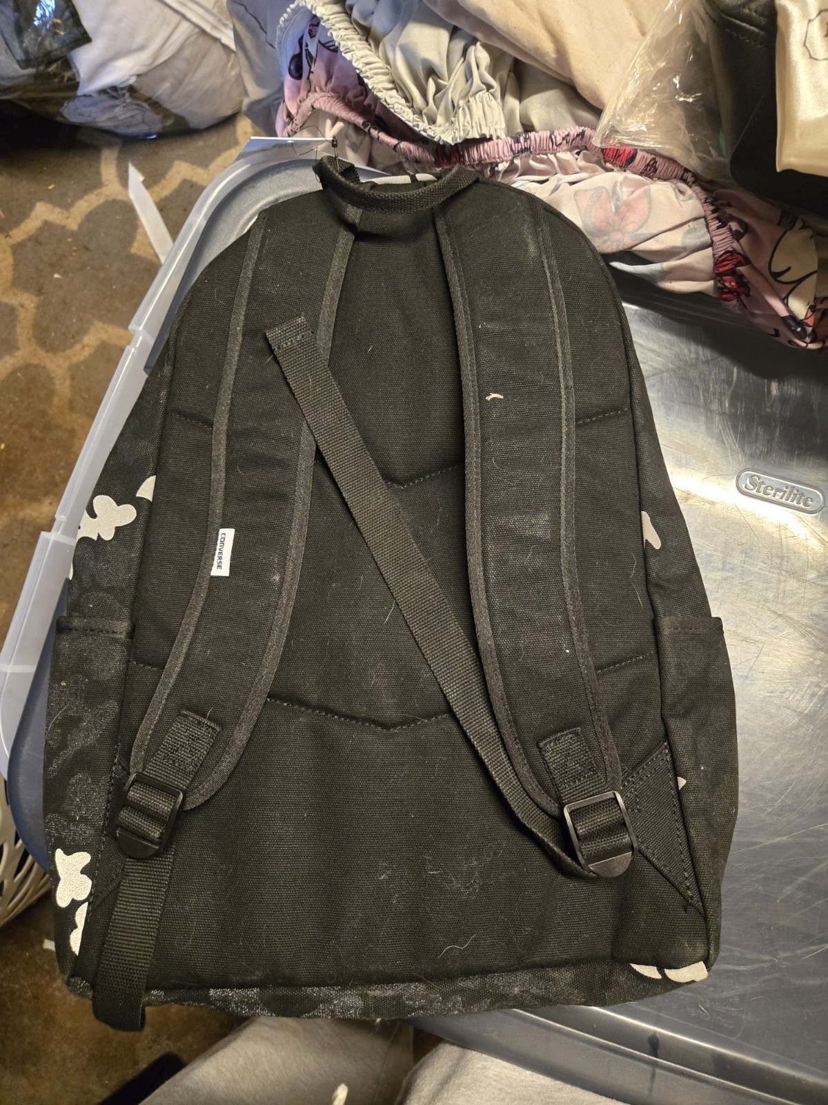 Converse Black/White Camo Backpack One Size Zip Adjustable Straps Pockets