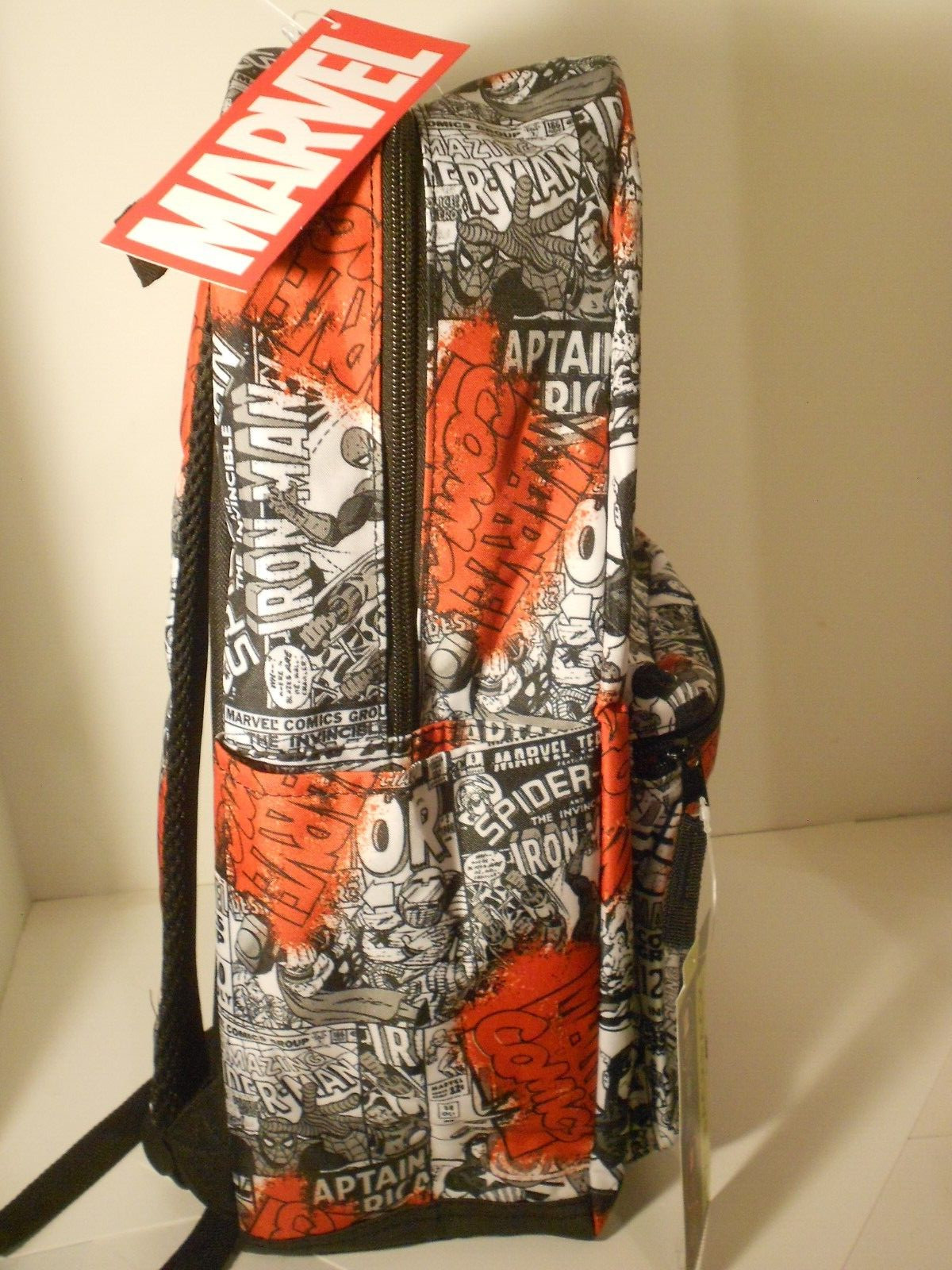 MARVEL COMIC BOOK BLACK & WHITE COVERS BACKPACK Spider-Man, Iron Man, Thor NWT