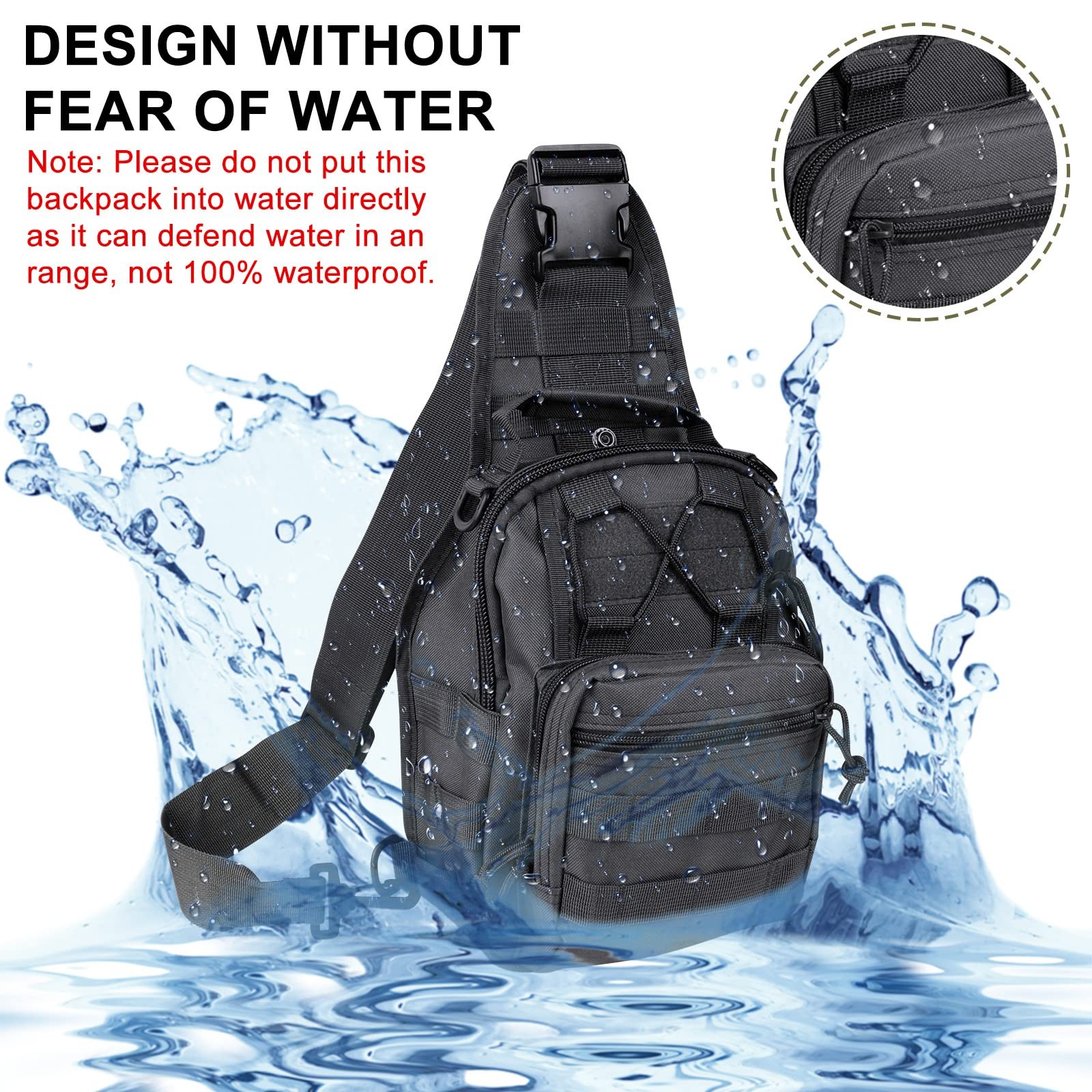 Tactical Backpack, Waterproof Military Cross-body Molle Sling Shoulder Backpa…